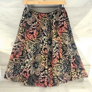 VTG JM Collection Colorful A-Line Skirt Knee-Length Paisley Floral Print Sz 6